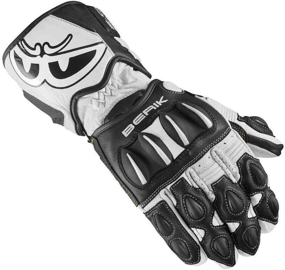 Guanti Moto Racing In Pelle Berik 2.0 195106 Pista Nero Bian taglia M