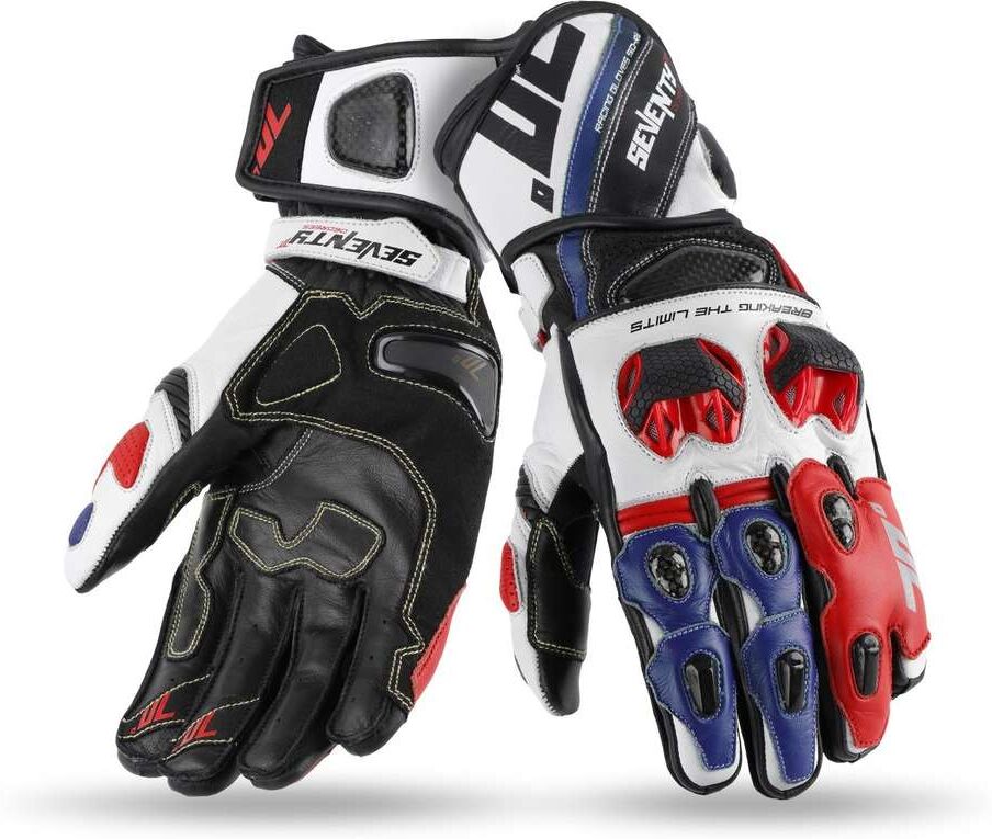 Guanti moto Racing Seventy R12 CE Nero Rosso Blu taglia M