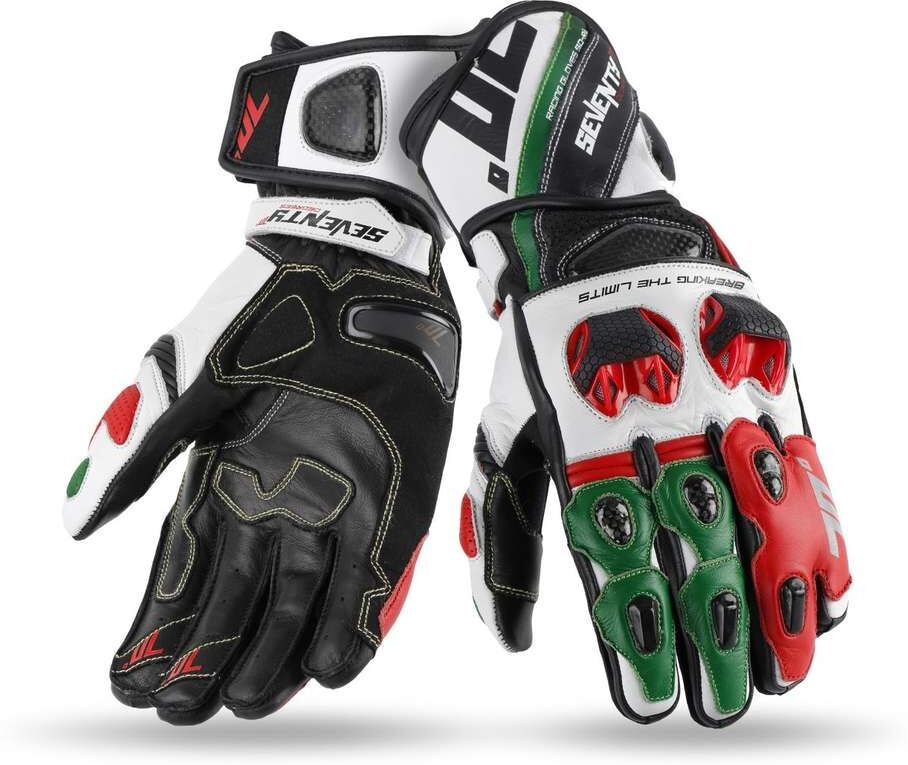 Guanti moto Racing Seventy R12 CE Nero Rosso Verde taglia 2XL