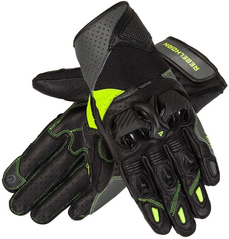 Guanti Moto Rebelhorn FLUX II Nero Fluo Giallo taglia S