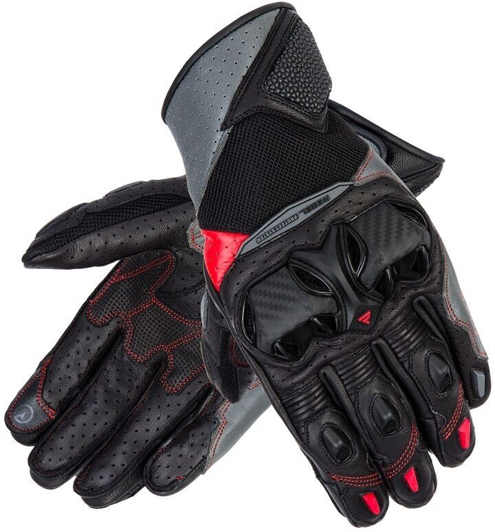 Guanti Moto Rebelhorn FLUX II Nero Grigio Fluo Rosso taglia 2XL