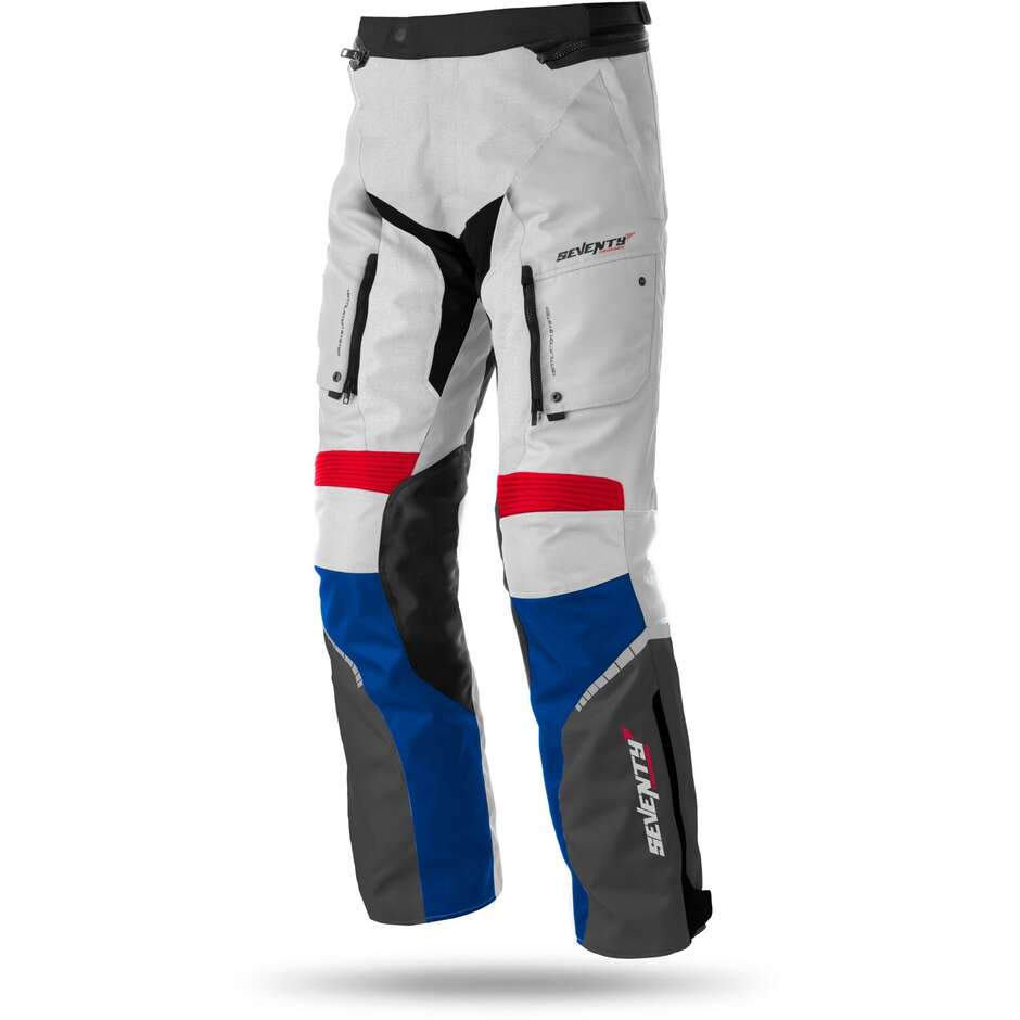 Pantaloni Moto In Tessuto Seventy PT3 Touring Bianco Rosso B taglia M