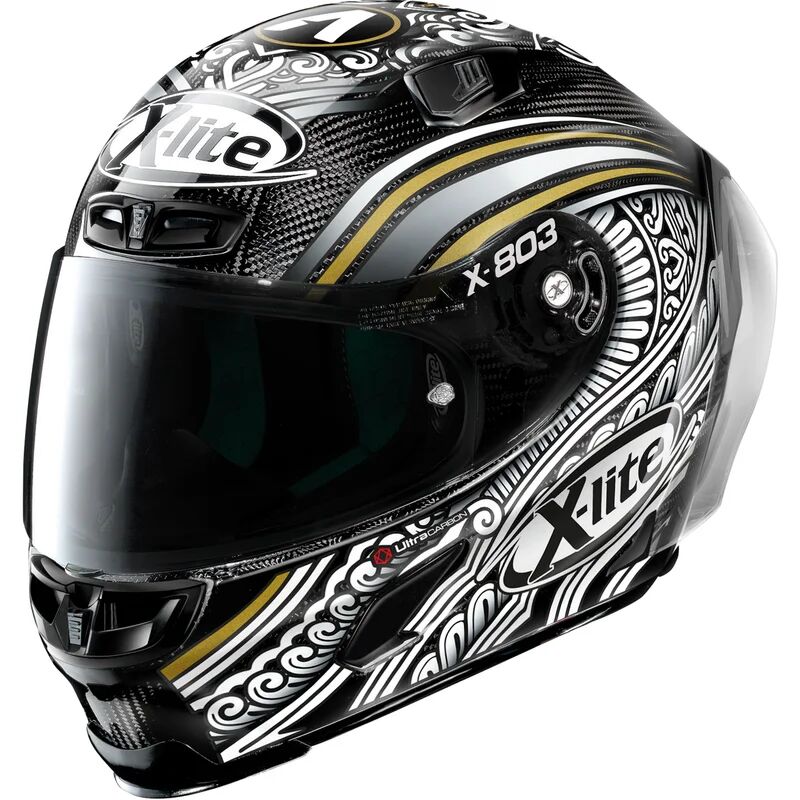 X-LITE - Casco X-803 RS Ultra Carbon Replica Aron Canet Test Carbon Nero,Bianco,Carbonio XL