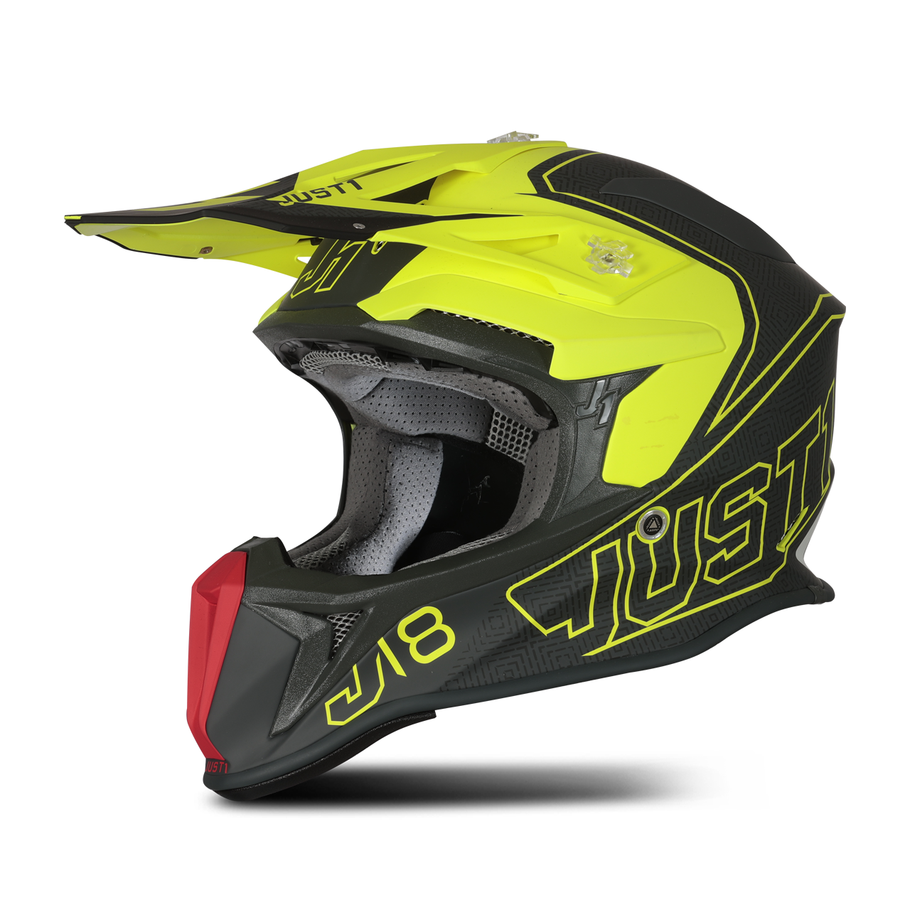 Just1 Casco Cross  J18 Mips Vertigo Rosso-Grigio-Giallo Fluo