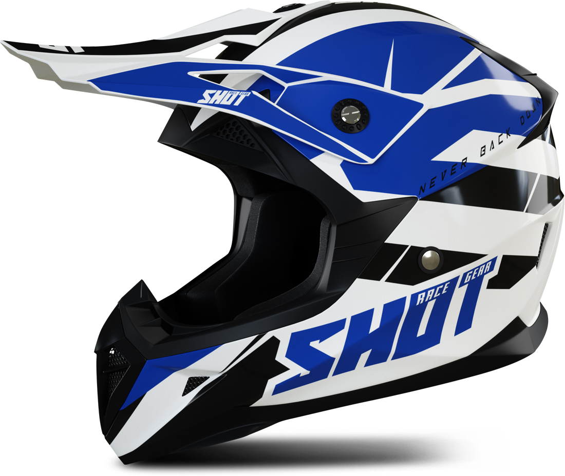 Shot Race Gear Casco Cross Shot Pulse Revenge Bianco-Blu-Nero