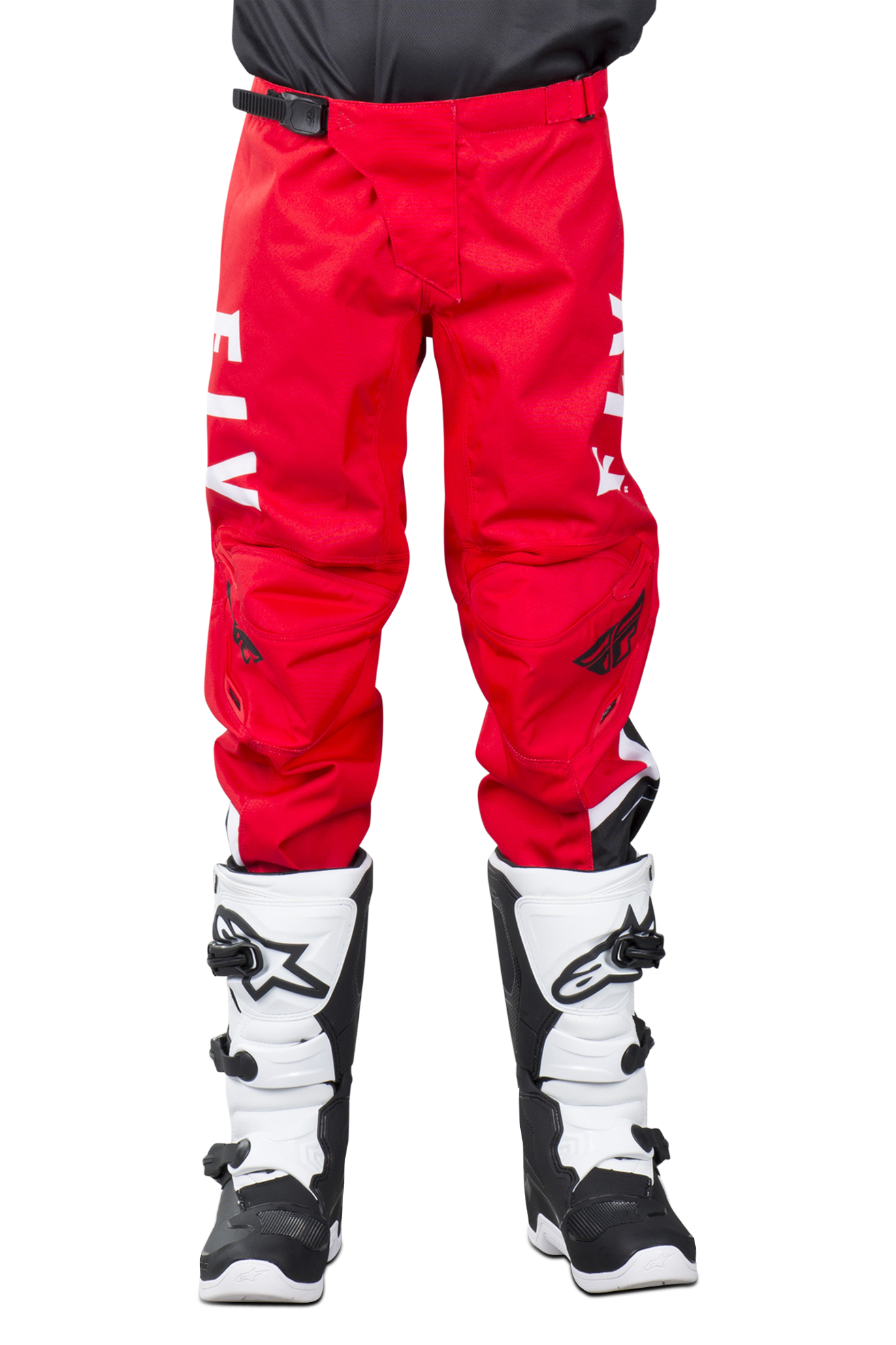 FLY Racing Pantaloni Cross Bambino  F-16 Rosso-Nero-Bianco