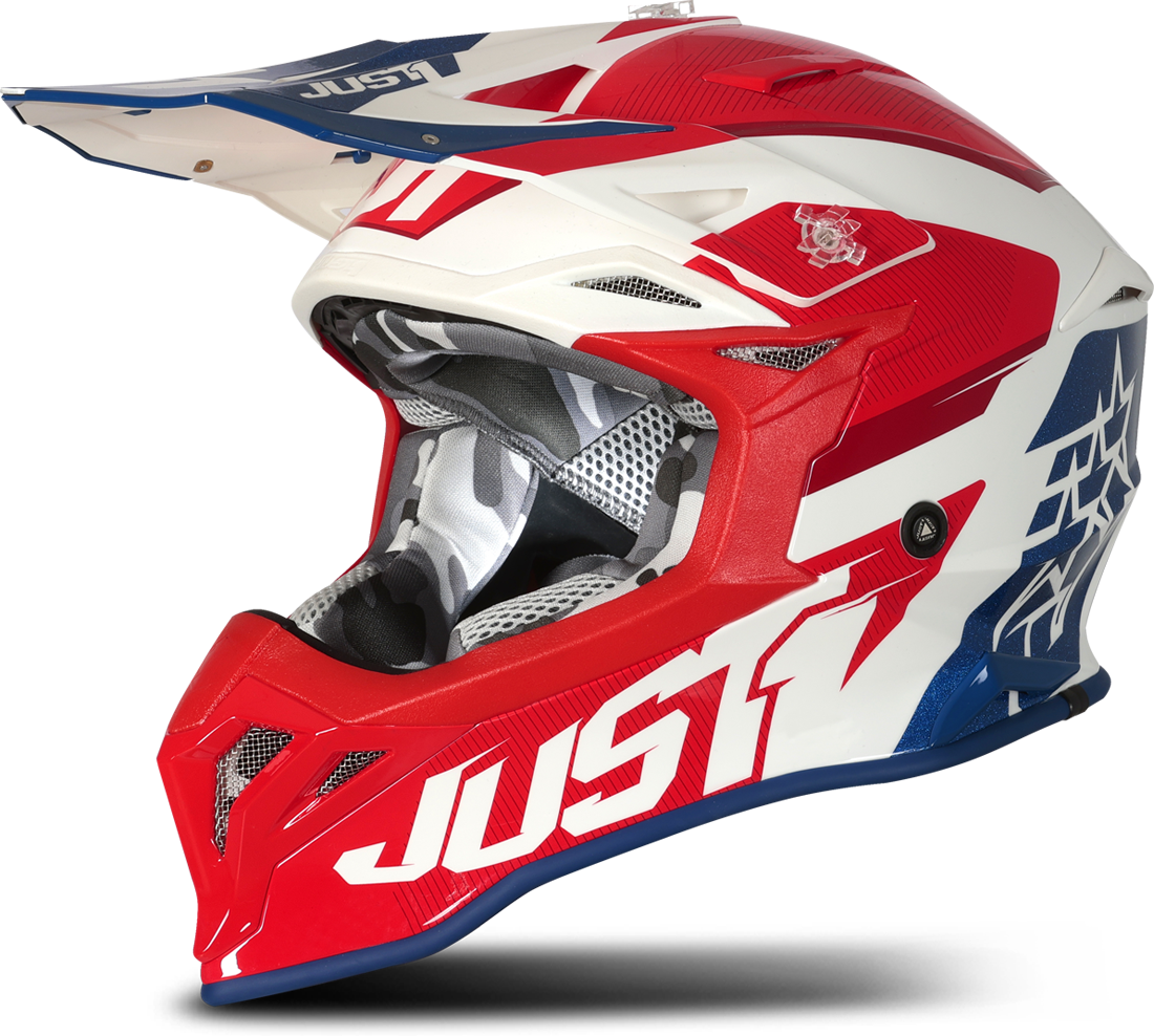 Just1 Casco Cross  J39 Stars Rosso-Blu-Bianco