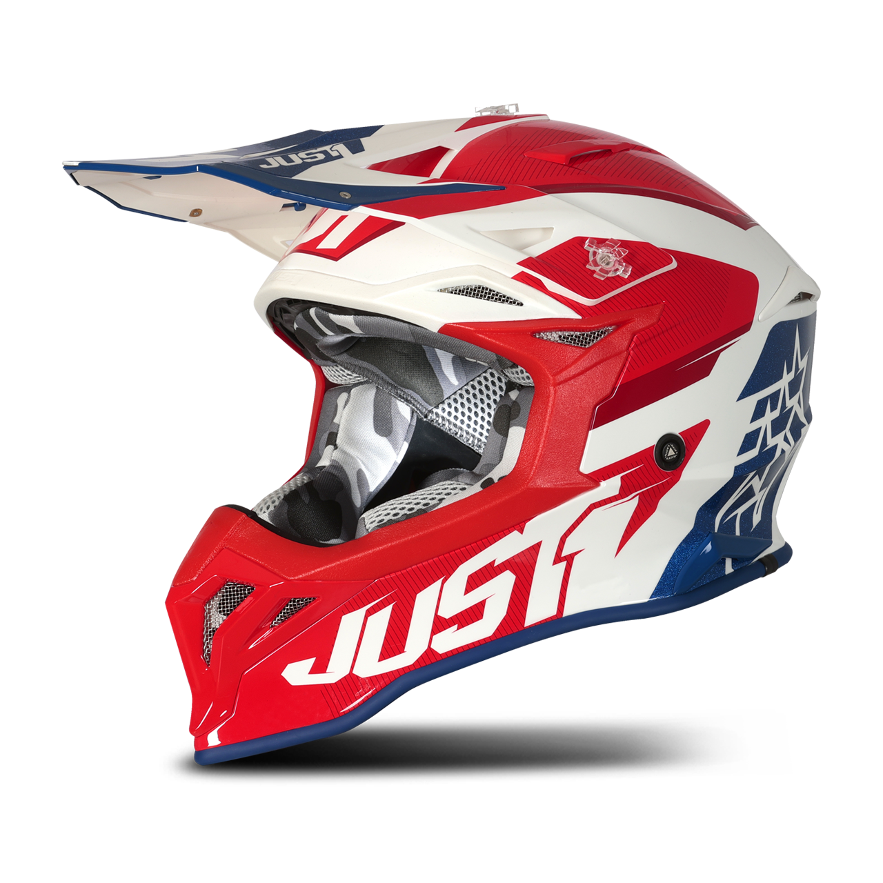 Just1 Casco Cross  J39 Stars Rosso-Blu-Bianco