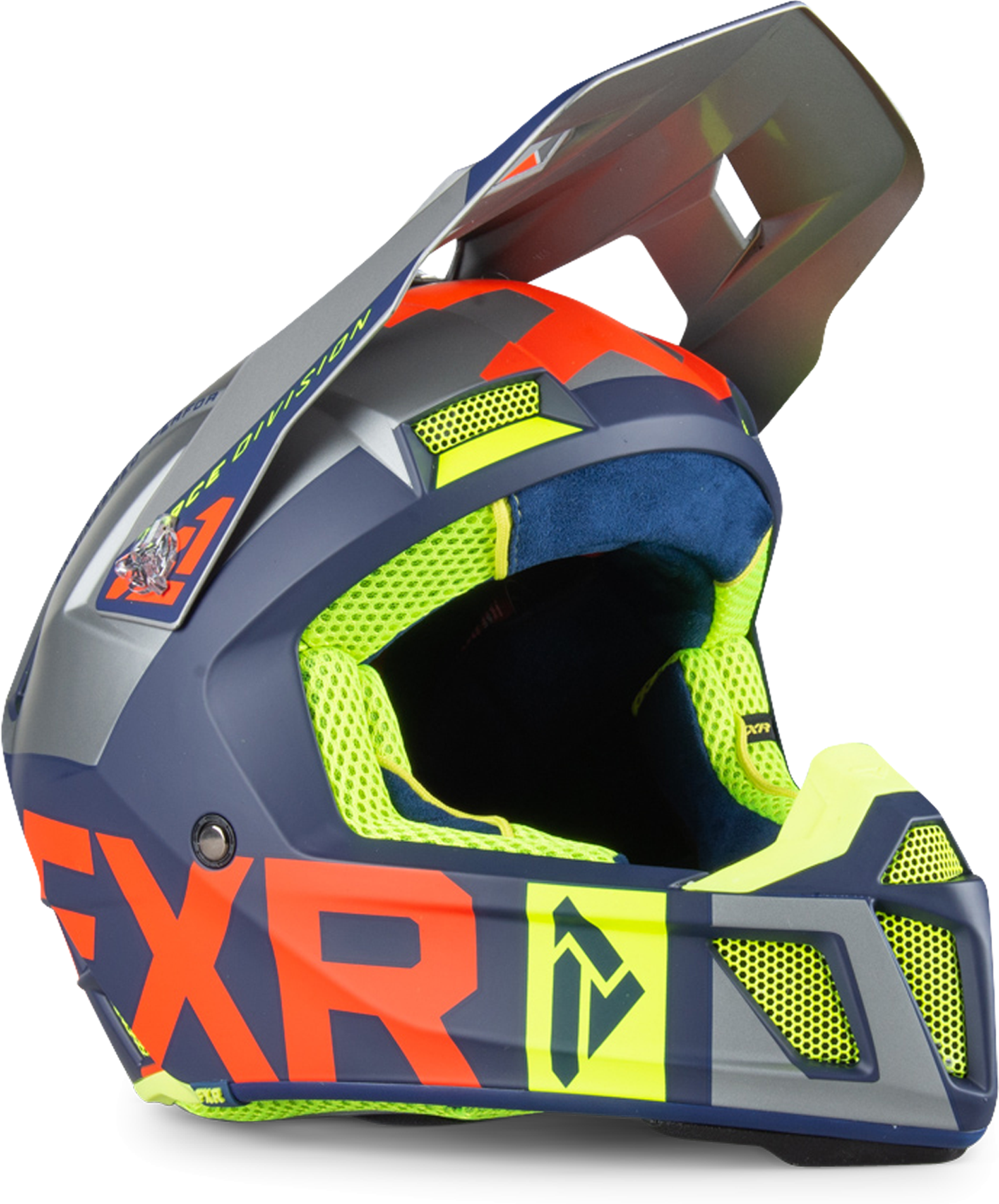 FXR Casco Cross  Clutch Evo Blu–Grigio-HiVis