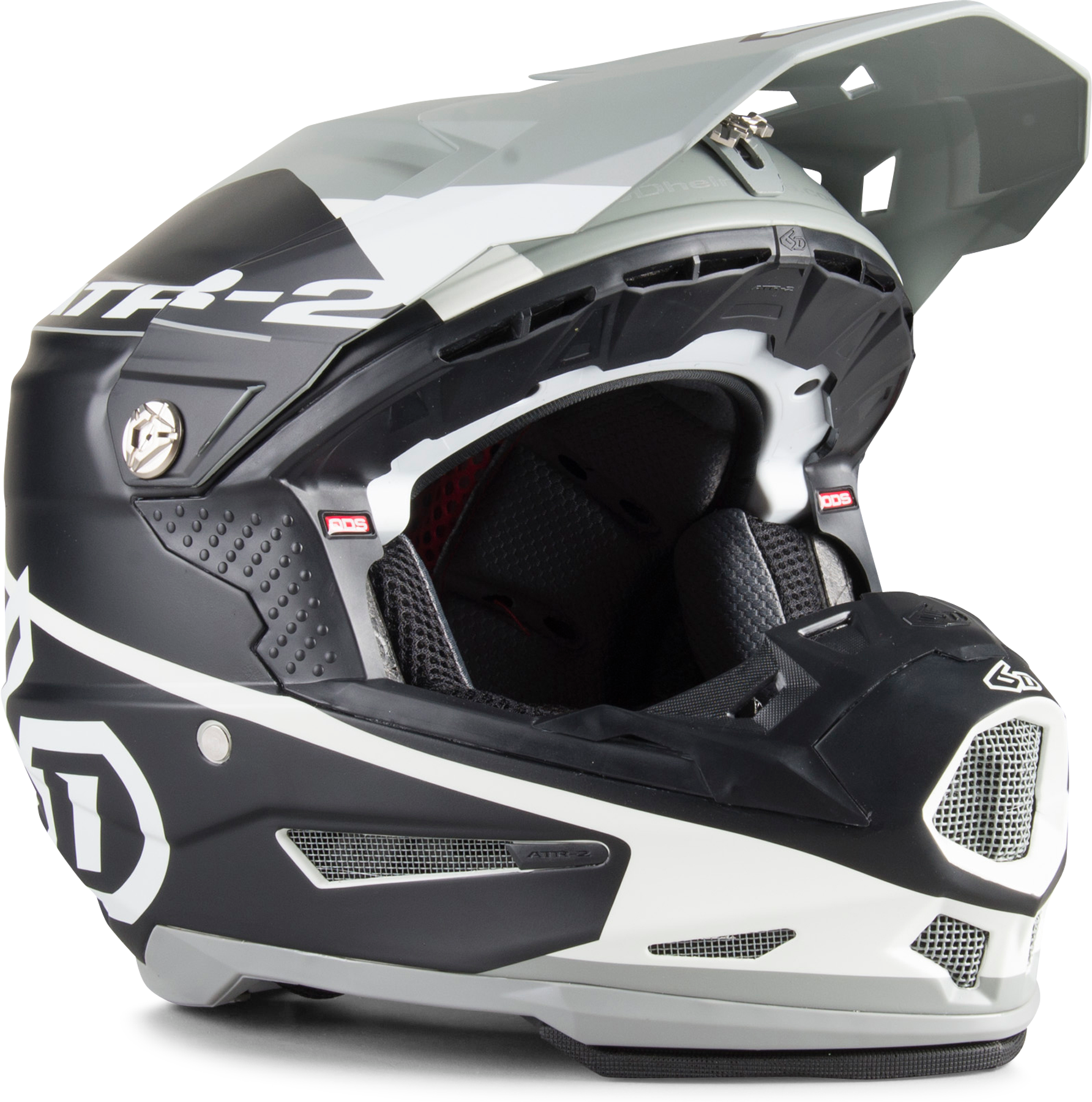 6D Casco Cross  ATR-2 Shadow Nero-Bianco