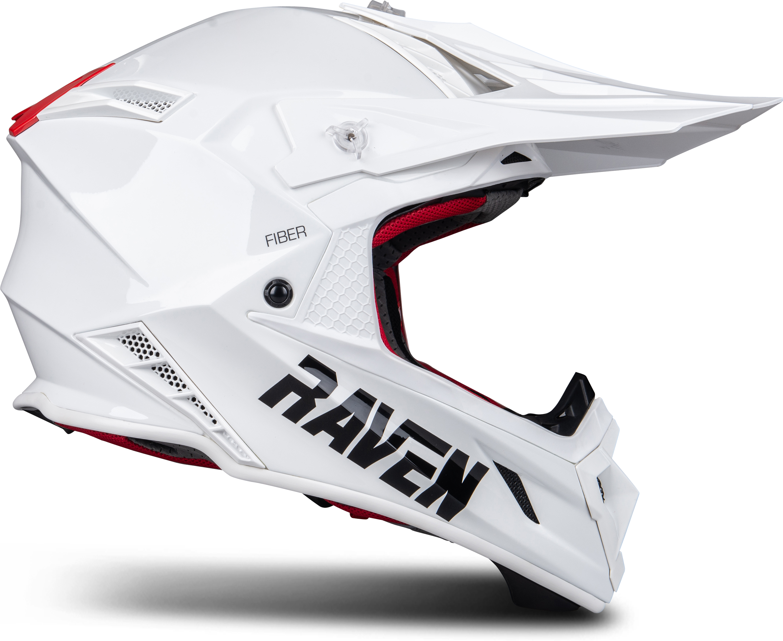 Raven Casco Cross  Aspire Evo Lucido Bianco-Rosso