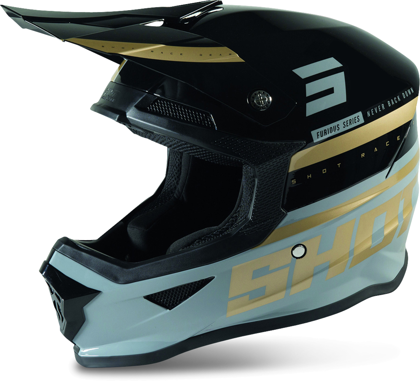 Shot Casco Cross  Furious Shining Nero-Bronzo