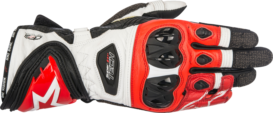 Alpinestars Guanti  Supertech 2 Nero-Bianco-Rosso