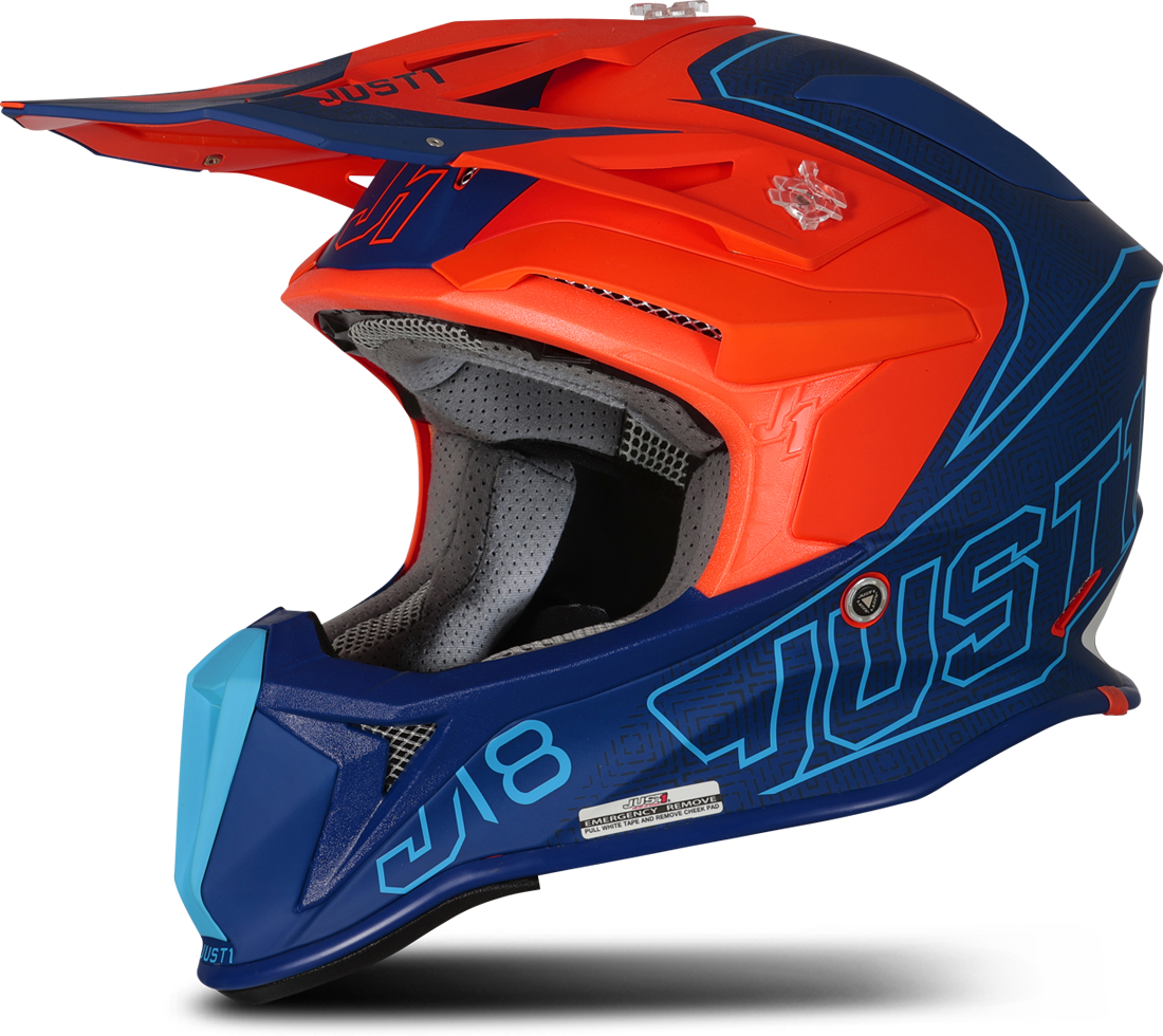 Just1 Casco Cross  J18 Mips® Vertigo Blu-Bianco-Arancio