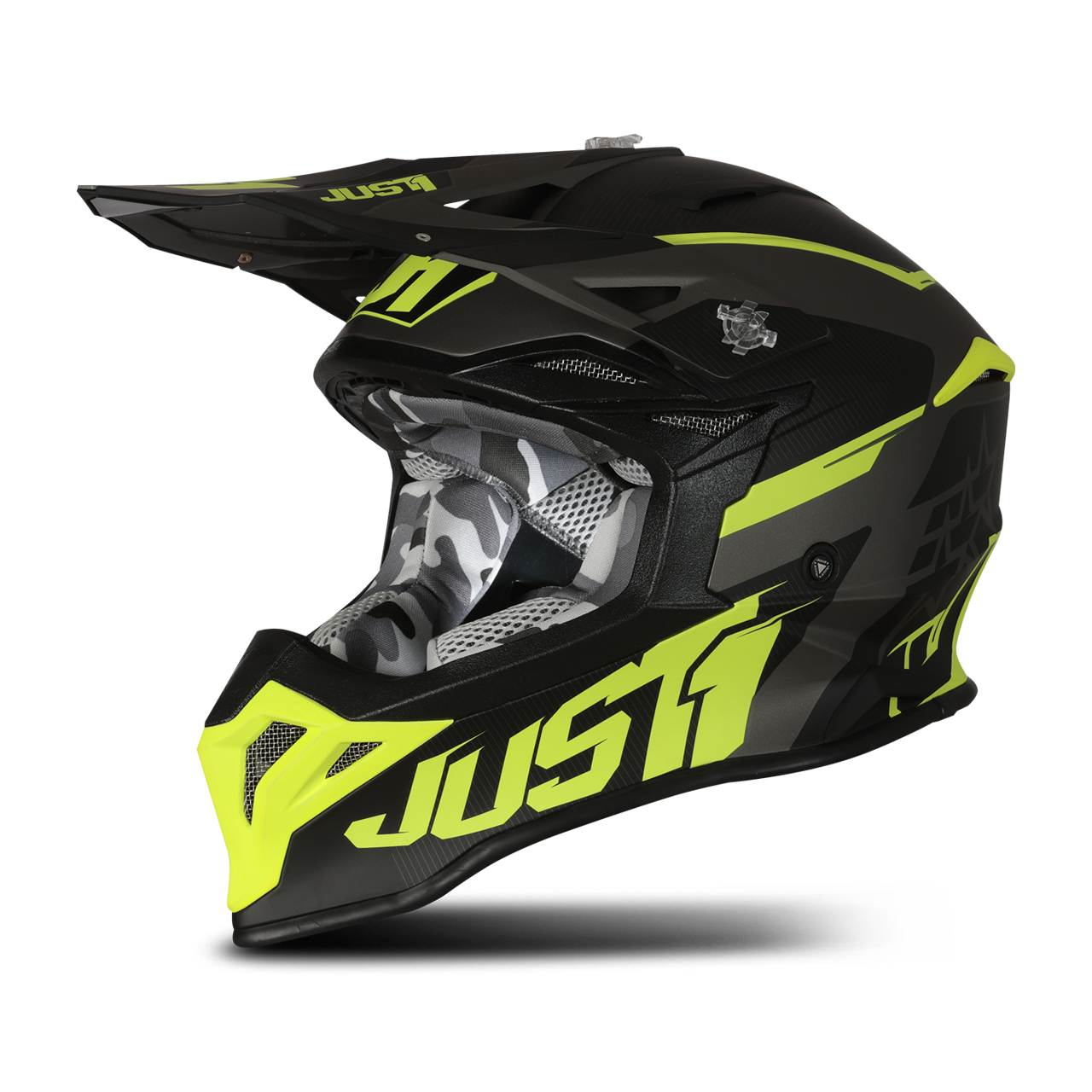 Just1 Casco Cross  J39 Stars Nero-Giallo