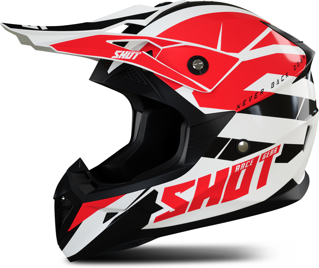 Shot Race Gear Casco Cross Shot Pulse Revenge Bianco-Rosso-Nero