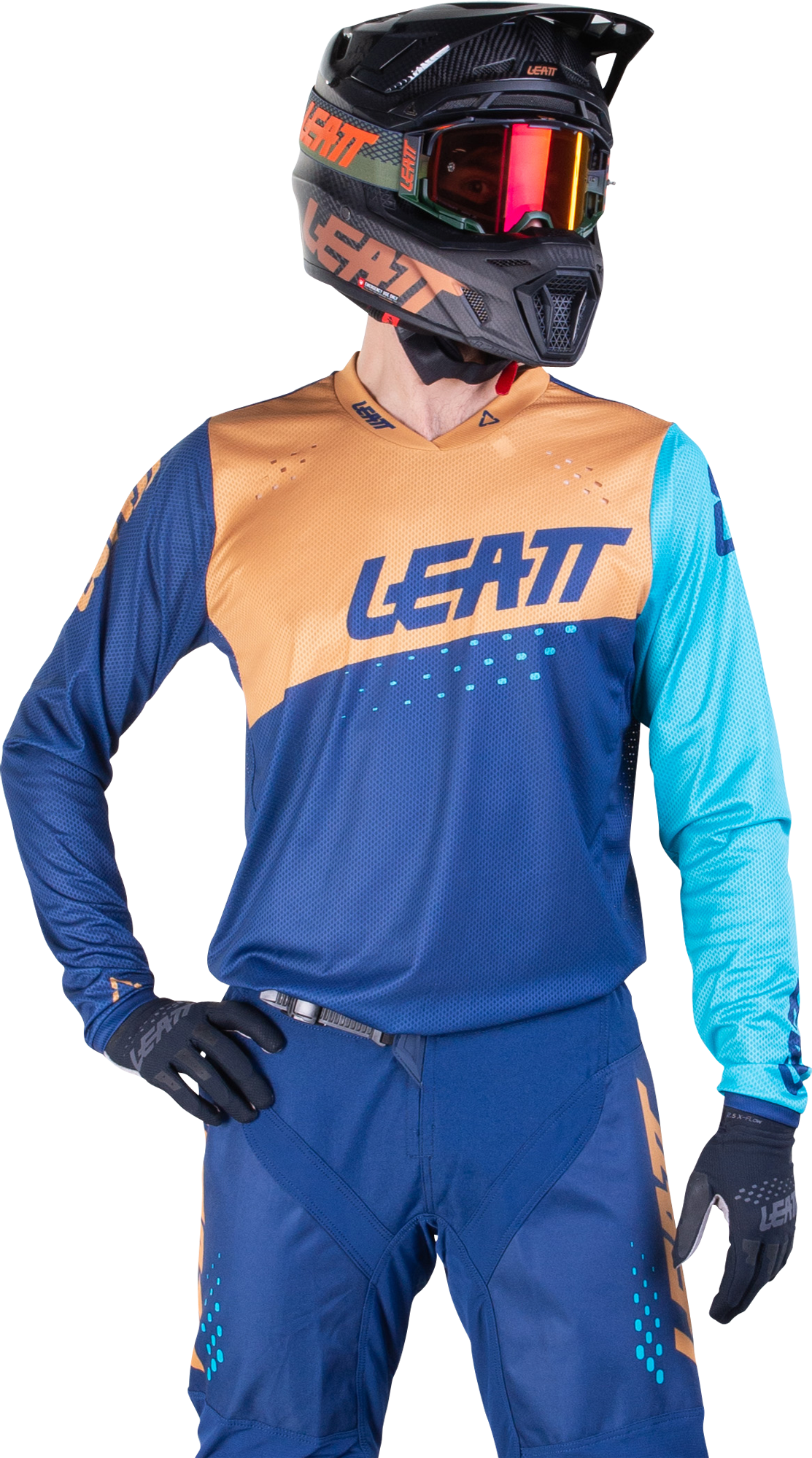 Leatt Maglia Cross  Moto 4.5 Lite Blu-Oro