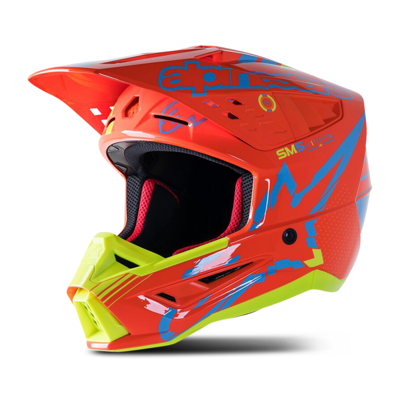 Alpinestars Casco Cross  SM5 Action ECE Arancio Fluo-Ciano-Giallo Fluo Lucido