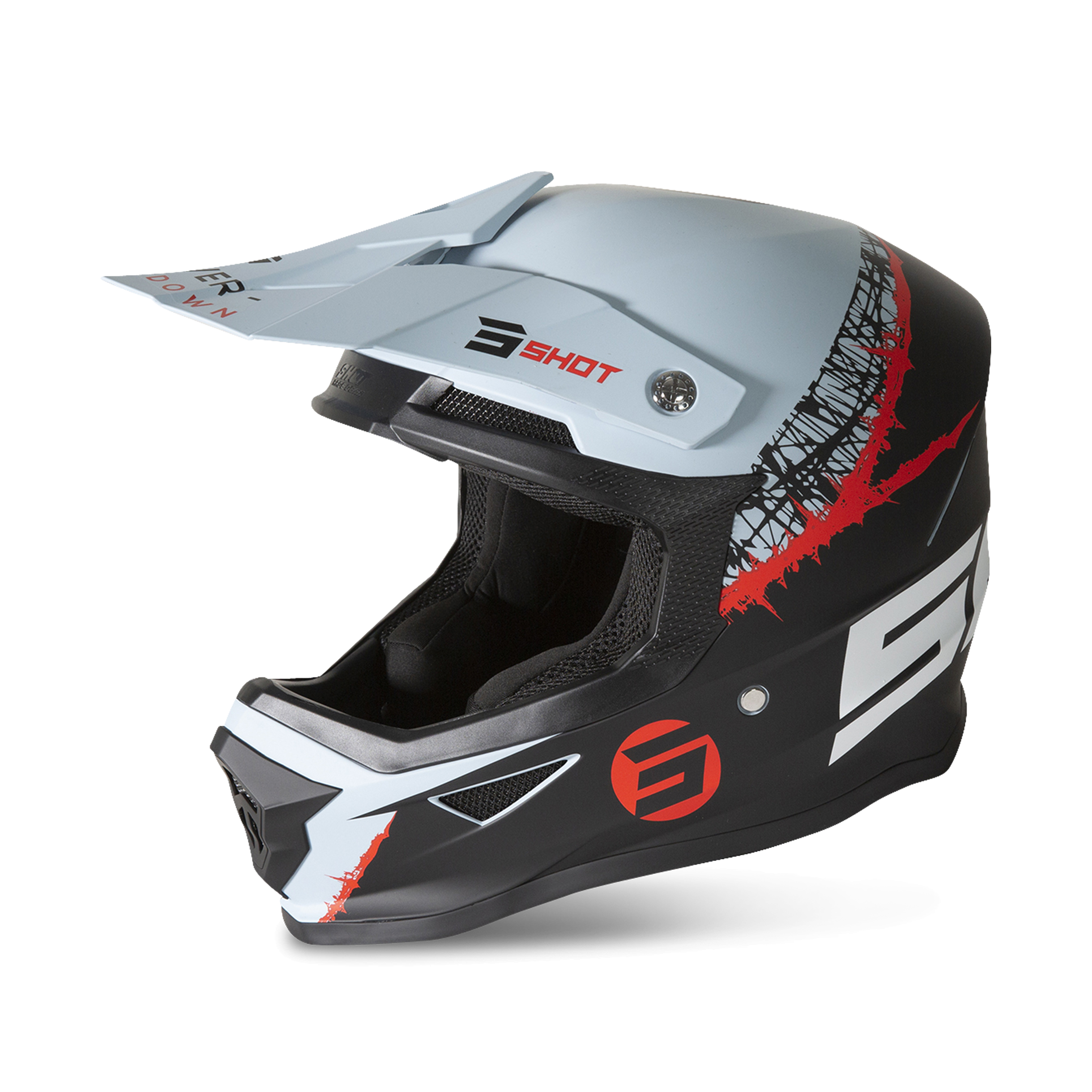 Shot Casco Cross  Furious Storm Nero-Grigio-Rosso