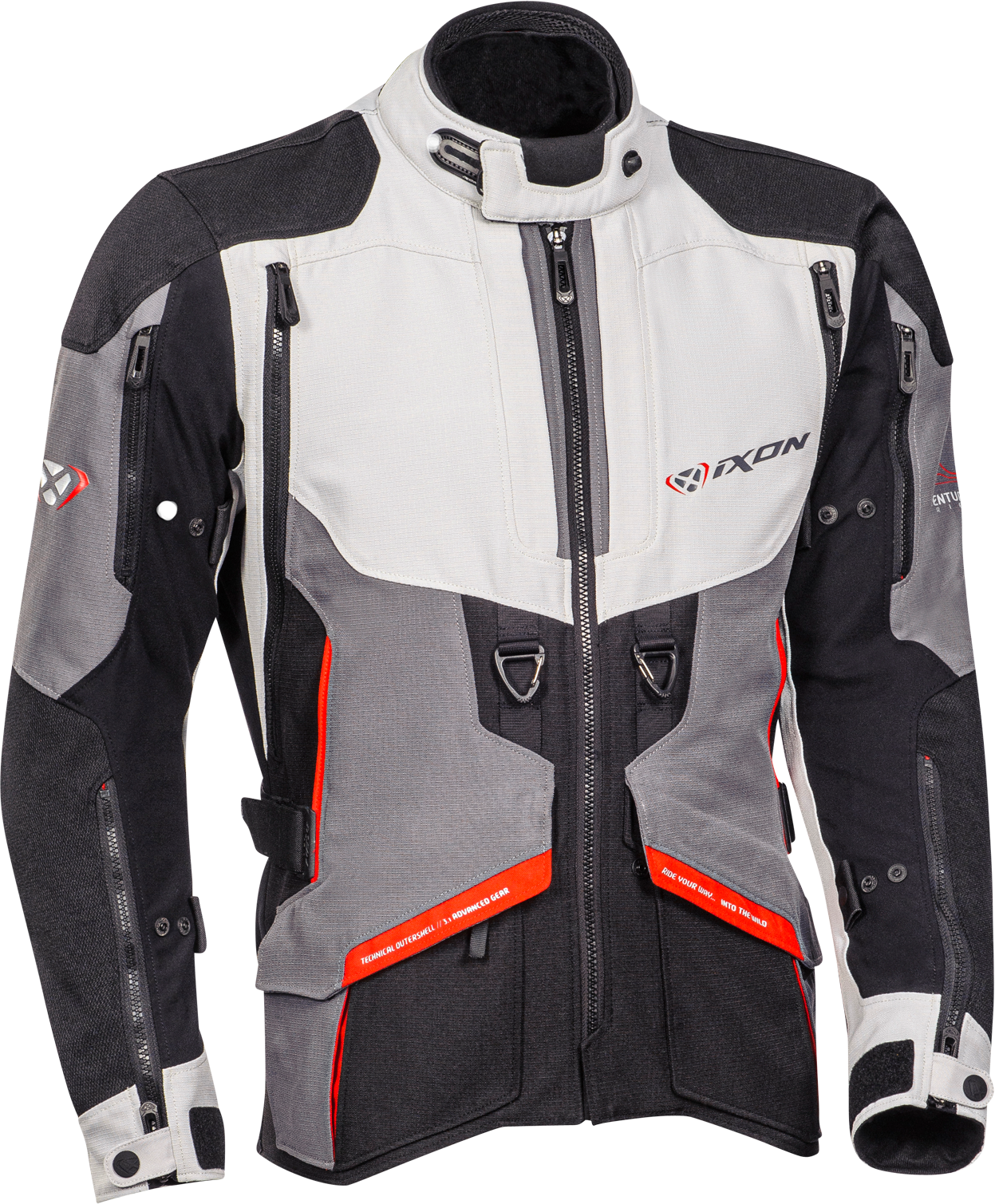 Ixon Giacca Moto  Ragnar Nero-Grigio-Rosso