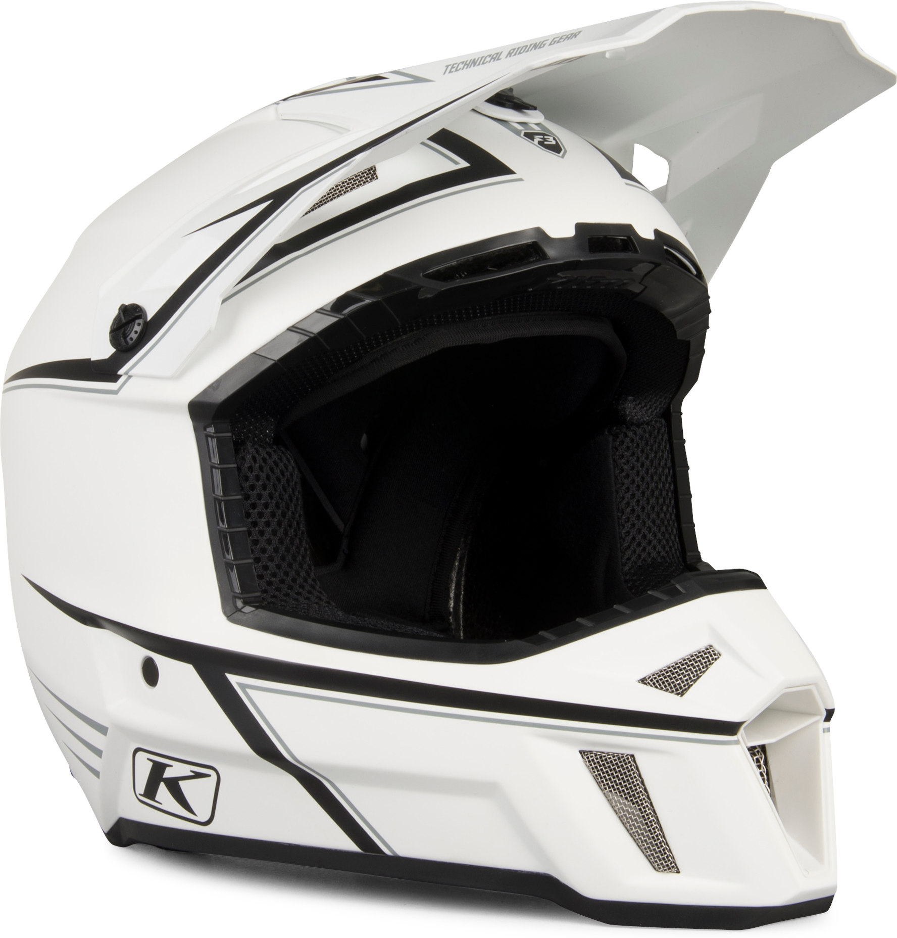 KLIM Casco cross  F3 Pinstripes Bianco-Nero