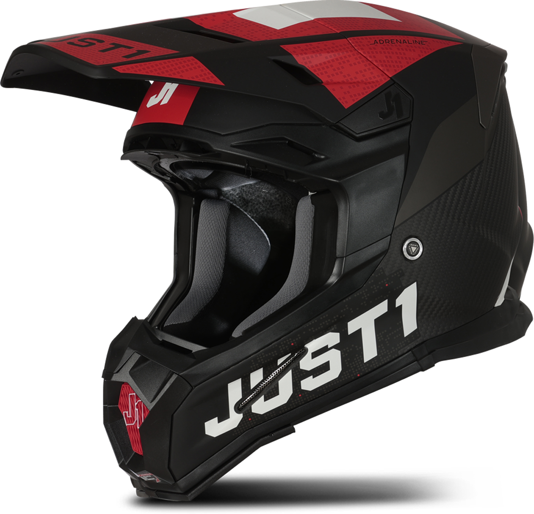 Just1 Casco Cross  J22 Adrenaline Rosso-Bianco-Carbonio