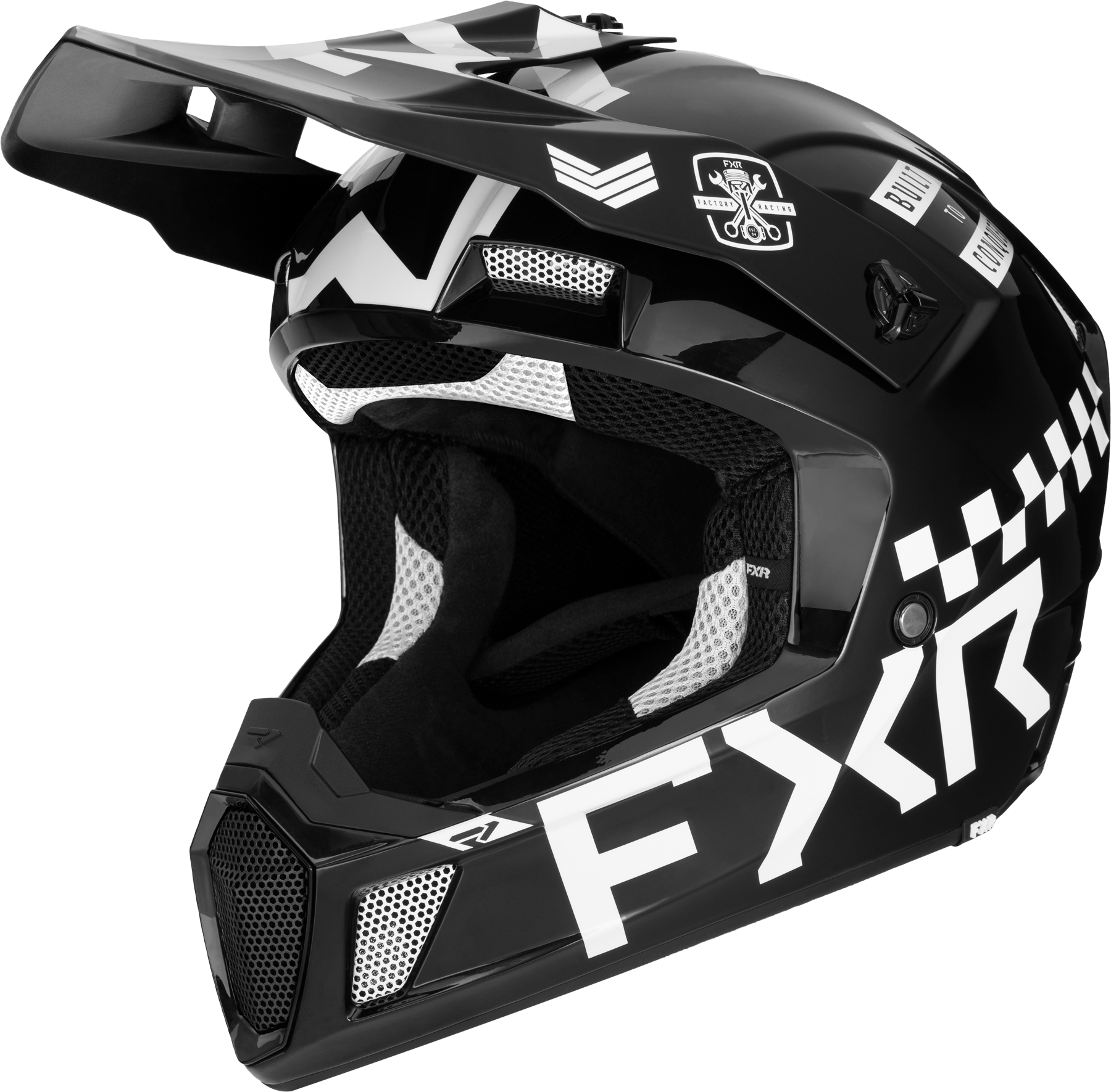 FXR Casco Cross  Clutch Gladiator Nero-Bianco