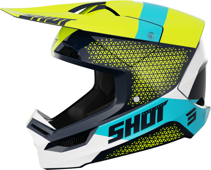 Shot Race Gear Casco Cross Bambino Shot Furious Ridge Blu-Giallo Neon