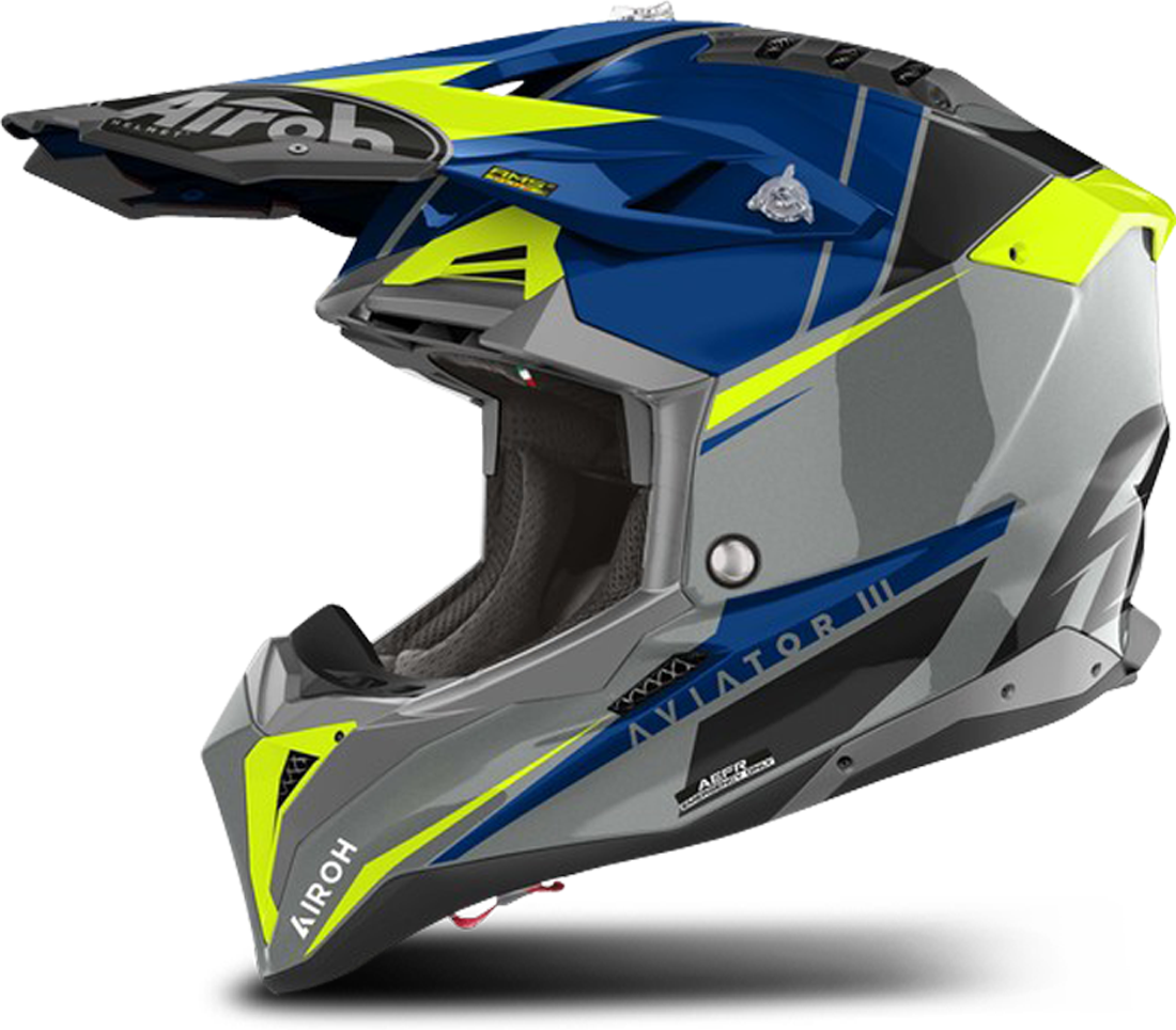 Airoh Casco Cross  Aviator 3 Blue Push