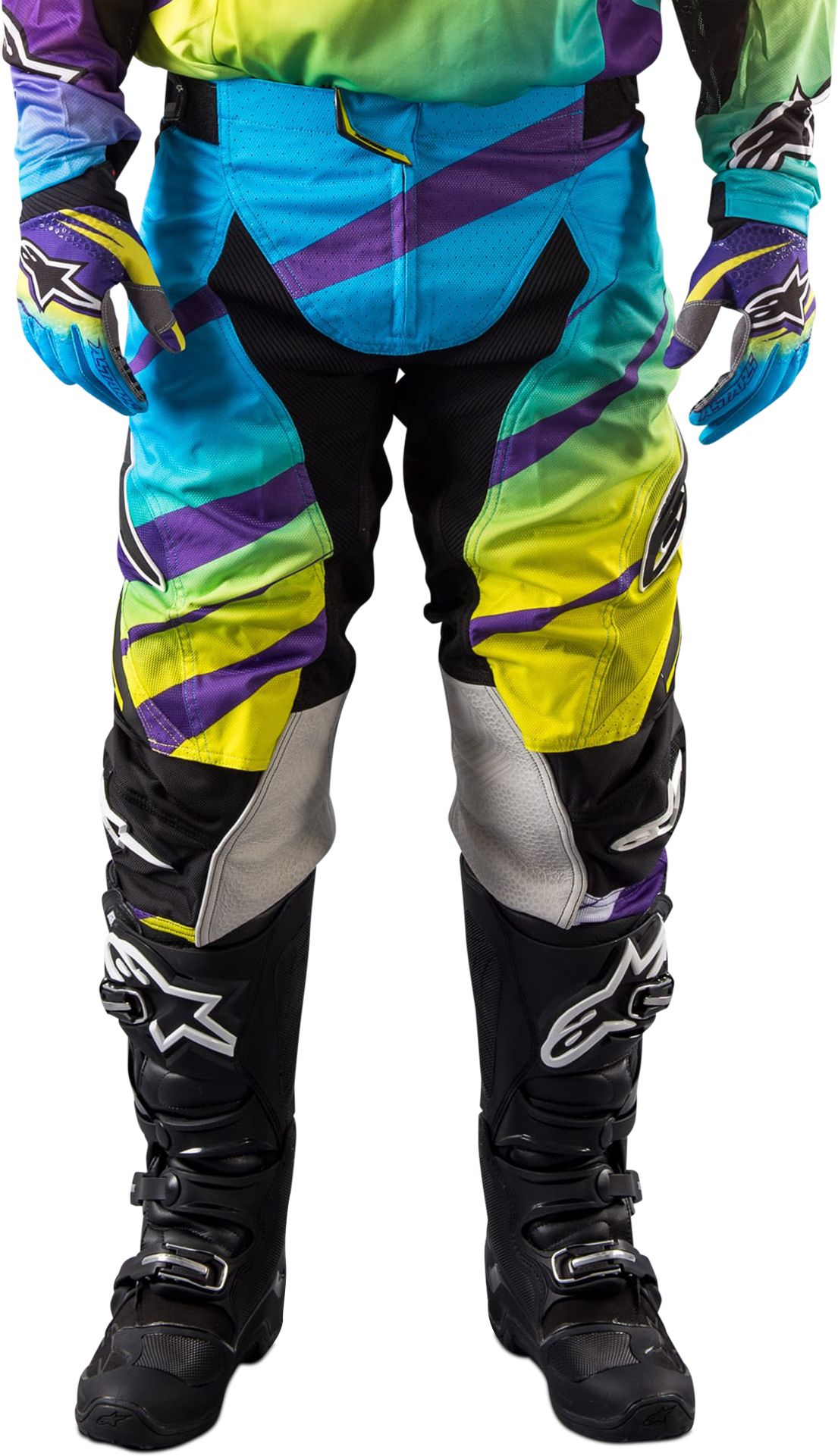 Alpinestars Pantaloni Cross  Techstar Venom Verde lime-Ciano-Lilla