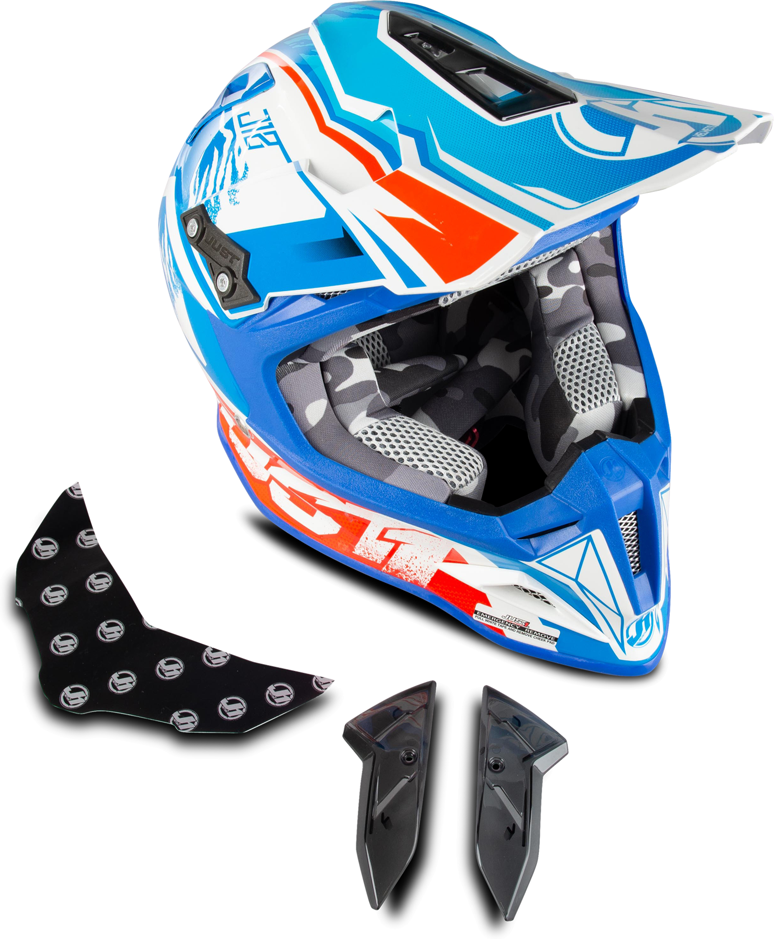 Just1 Casco Cross  J12 Dominator Bianco-Rosso-Blu