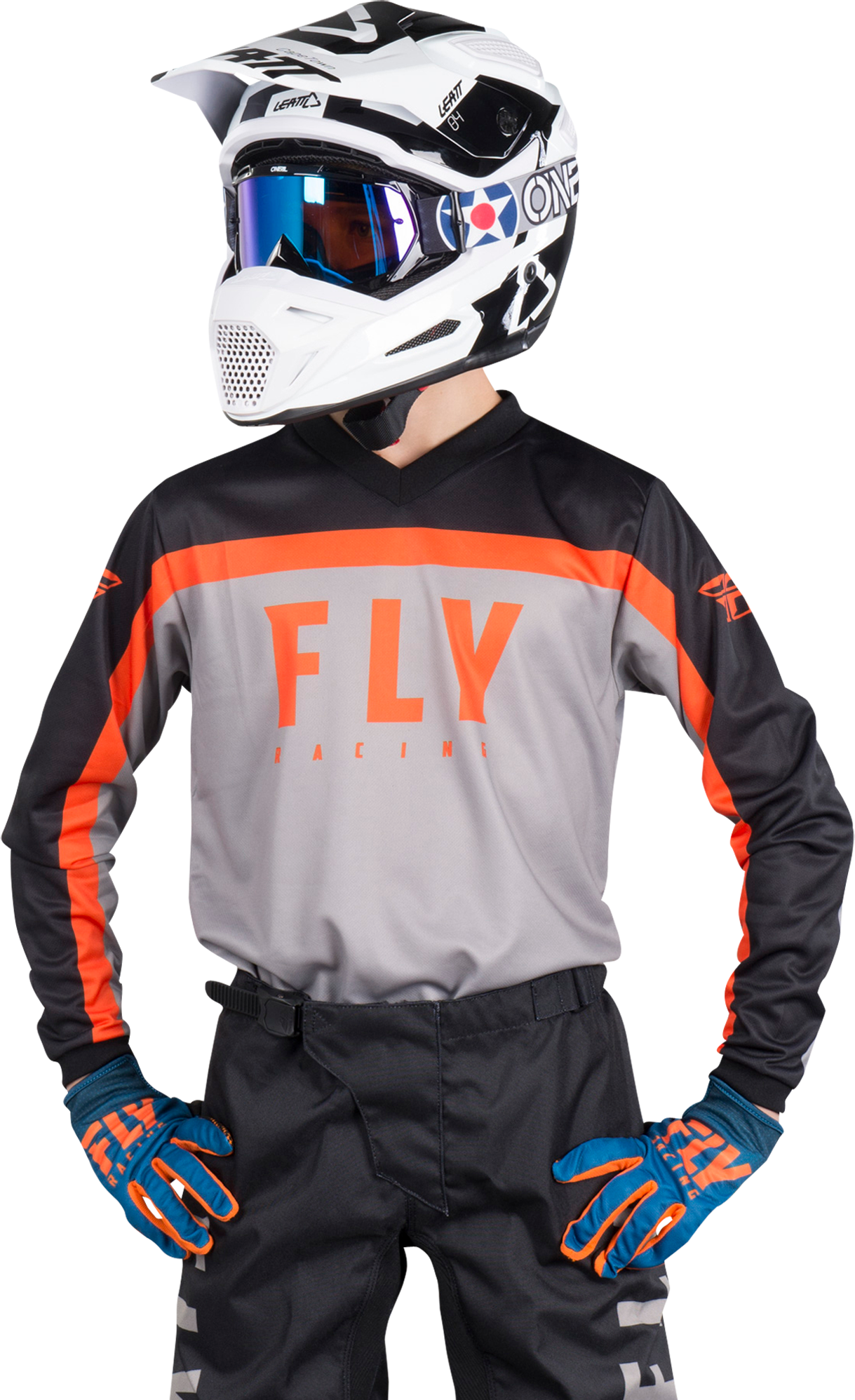 FLY Racing Maglia Cross Bambino  F-16 Nero-Grigio-Arancio