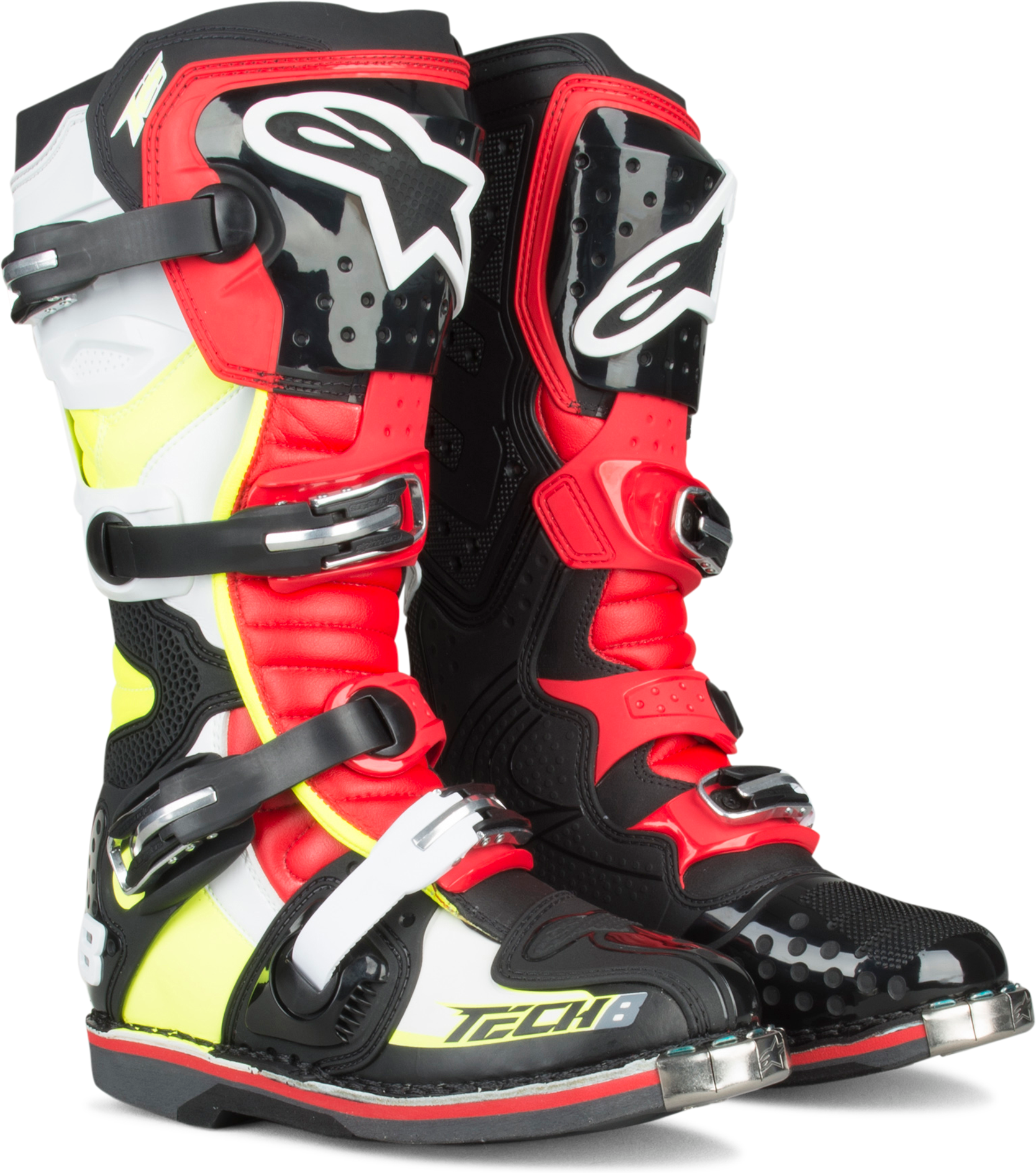 Alpinestars Stivali Cross  TECH 8 RS Nero-Rosso-Fluo-Bianco