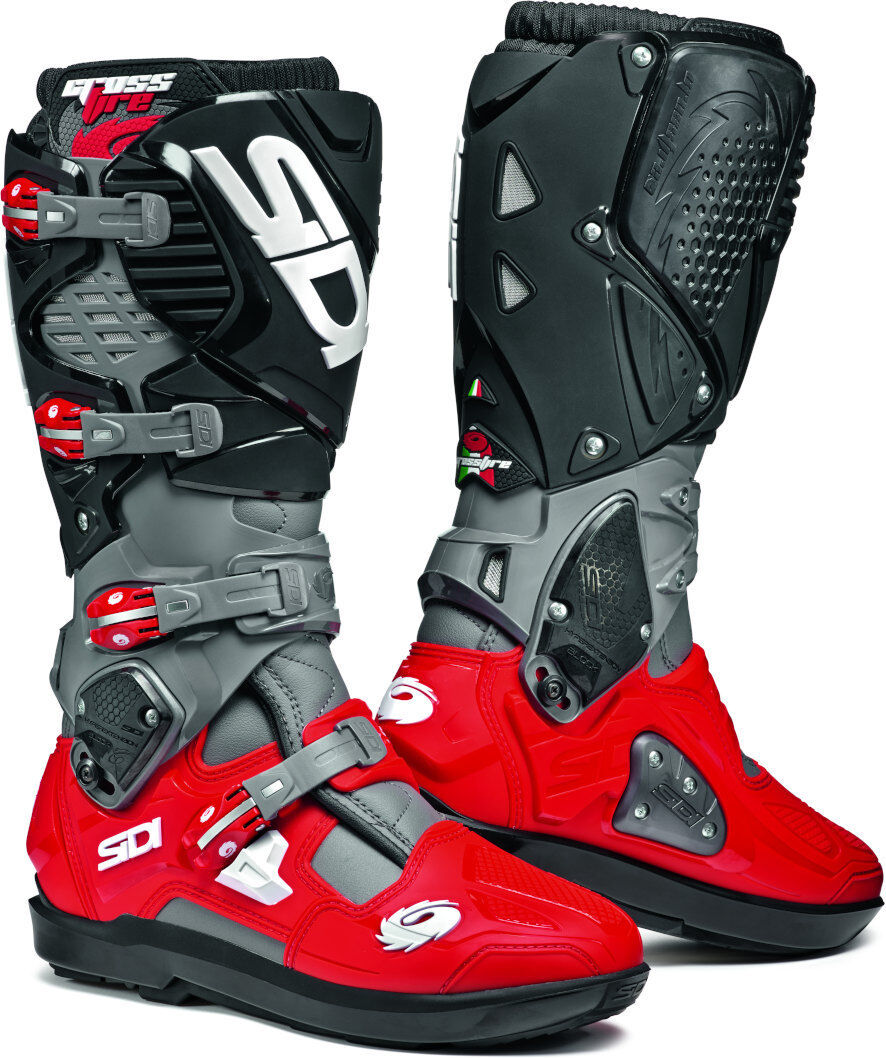 Sidi Crossfire 3 SRS Stivali Motocross Nero Grigio Rosso 44