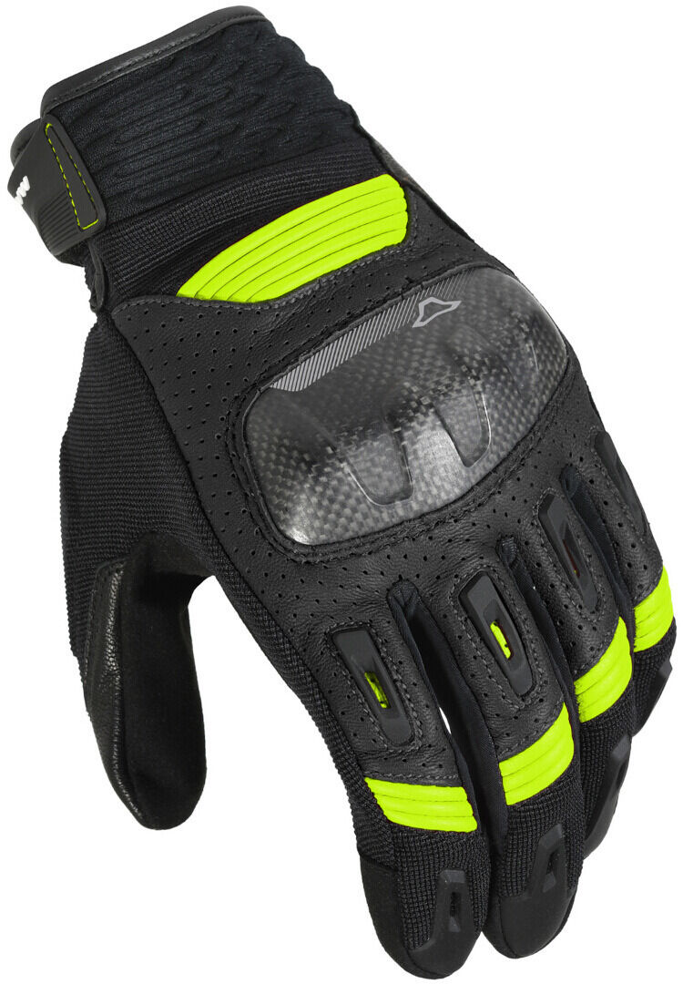 Macna Rime Guanti da moto perforati Nero Giallo 2XL