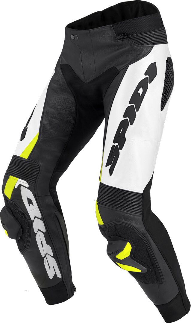 Spidi RR Pro Warrior Pantaloni in pelle moto Nero Bianco Giallo 48