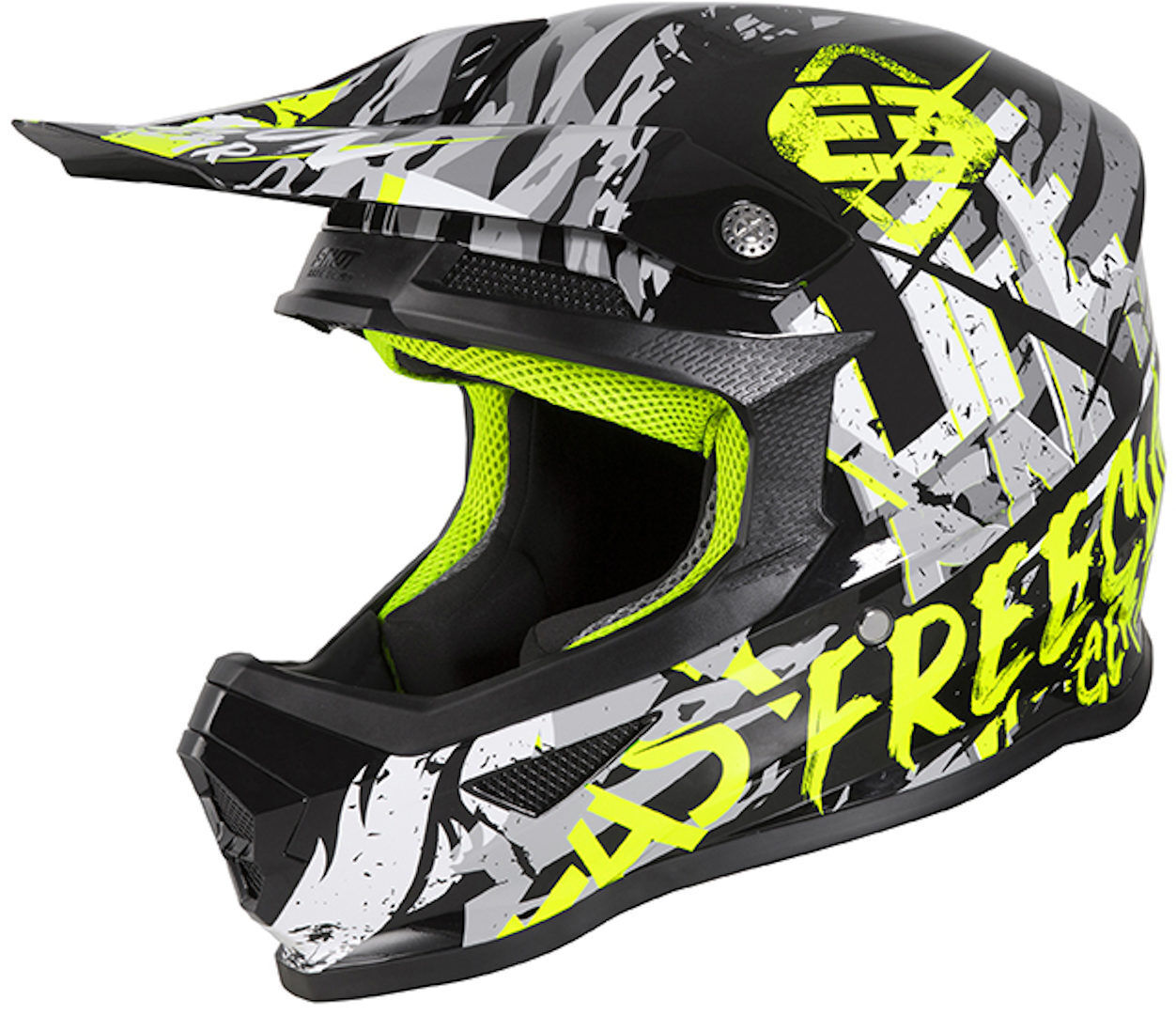 Freegun XP4 Maniac Casco Motocross Nero Giallo XS