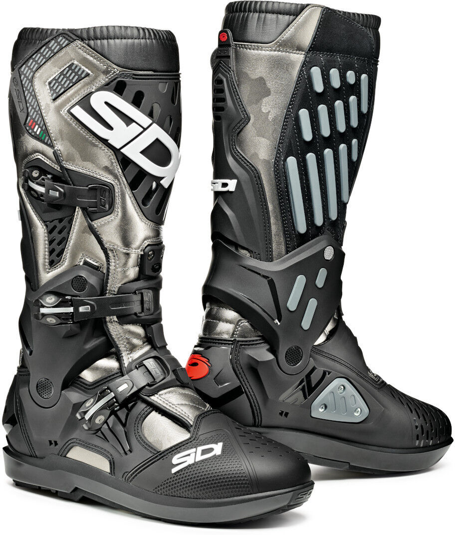 Sidi Atojo SRS Camo Stivali Motocross Nero Argento 47