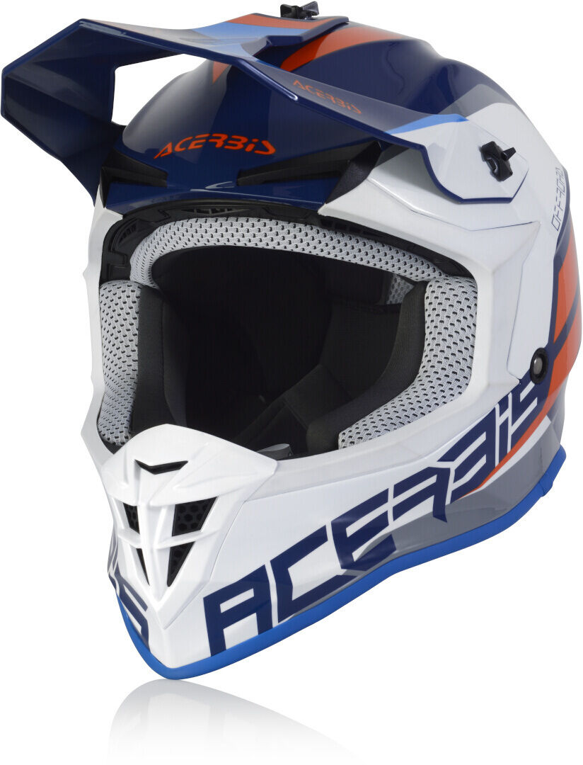Acerbis Linear Casco Motocross Bianco Turchese Blu S