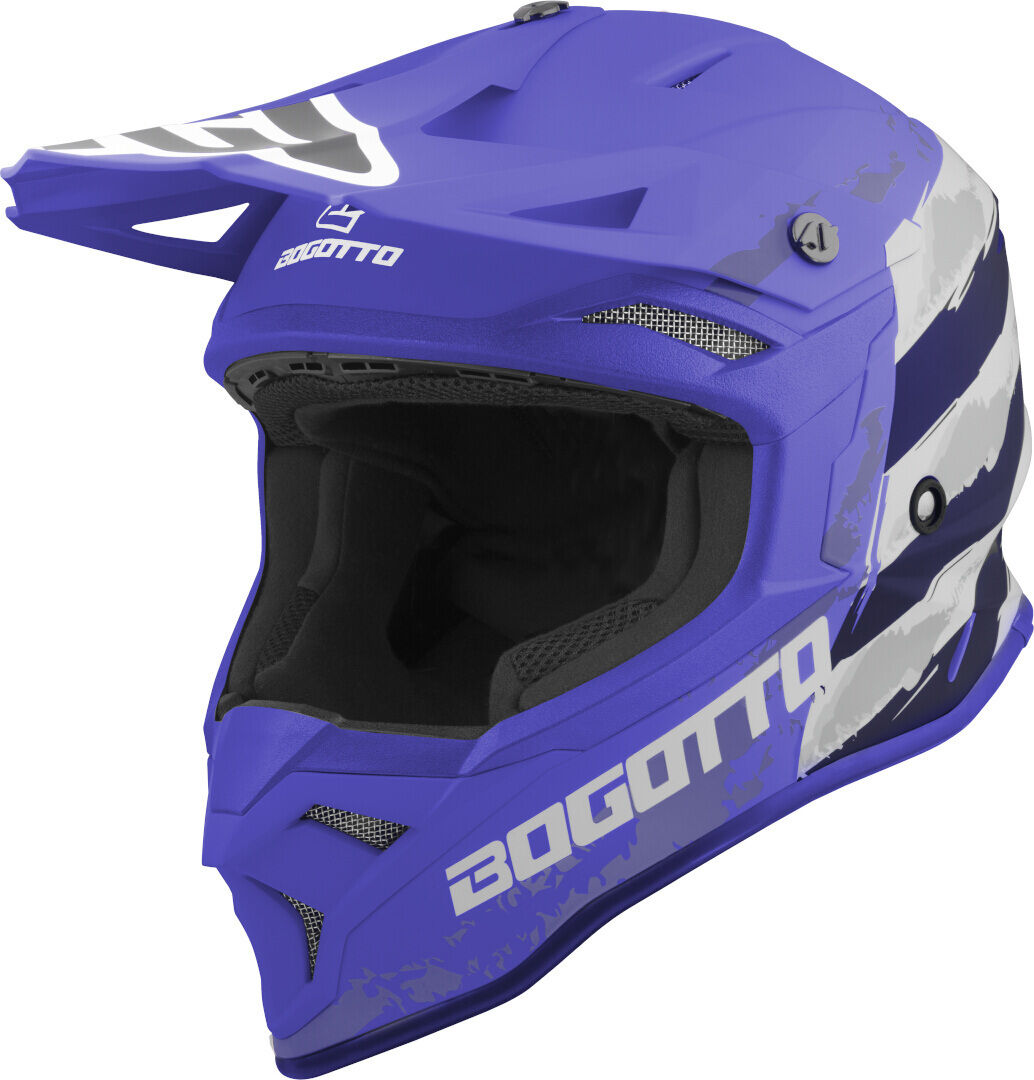 Bogotto V337 Wild-Ride casco trasversale Nero Bianco Blu XL