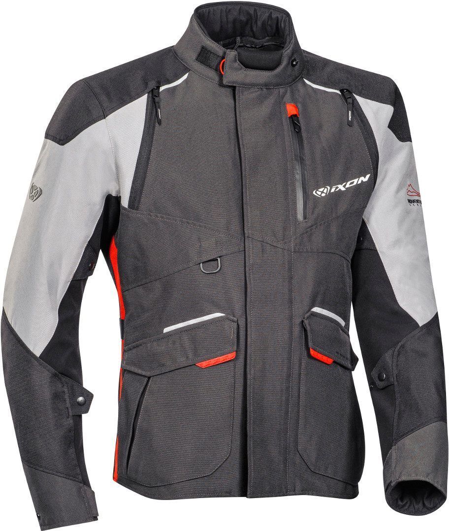 Ixon Balder Giacca tessile moto Nero Grigio Rosso 3XL