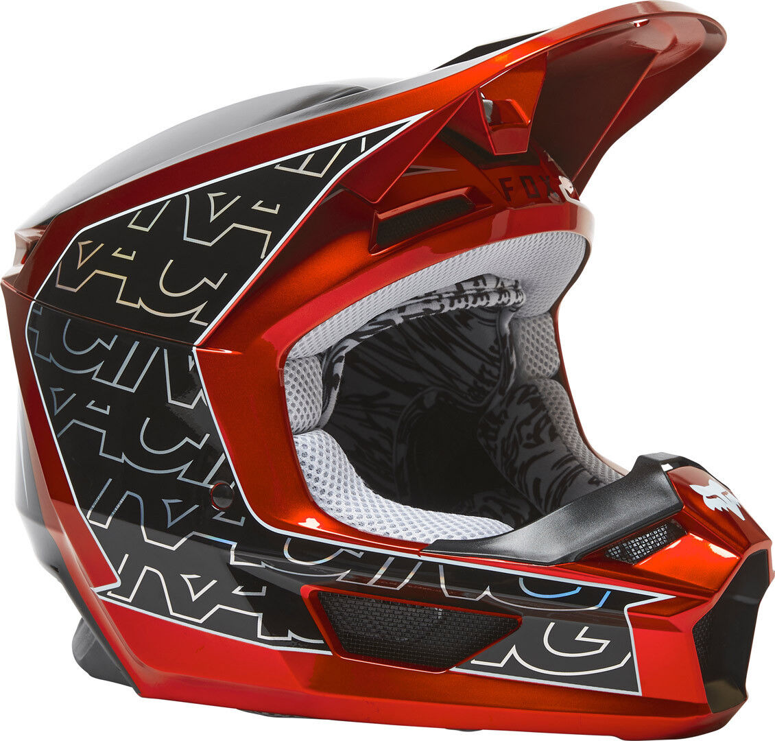 Fox V1 Peril Casco Motocross Giovanile Rosso S