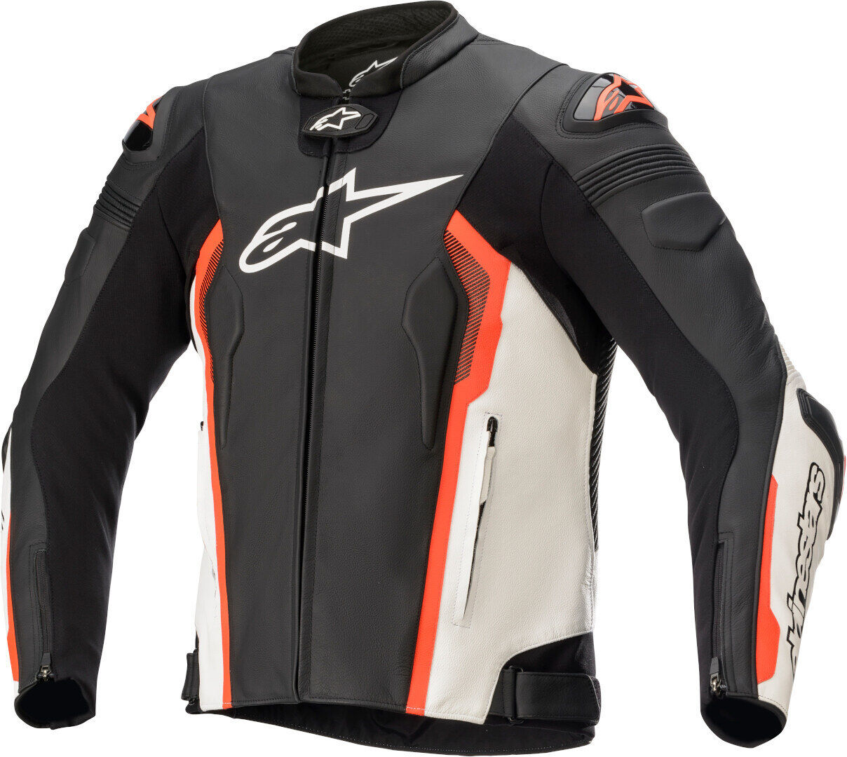 Alpinestars Missile V2 Giacca in pelle Motorcyle Nero Bianco Rosso 52