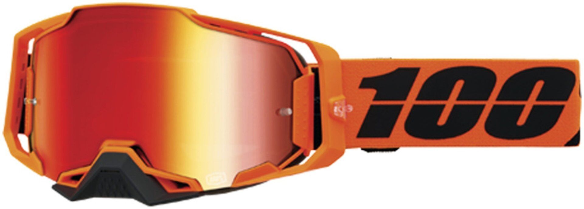 100% Armega Mirror CW2 Occhiali da motocross Nero Arancione unica taglia