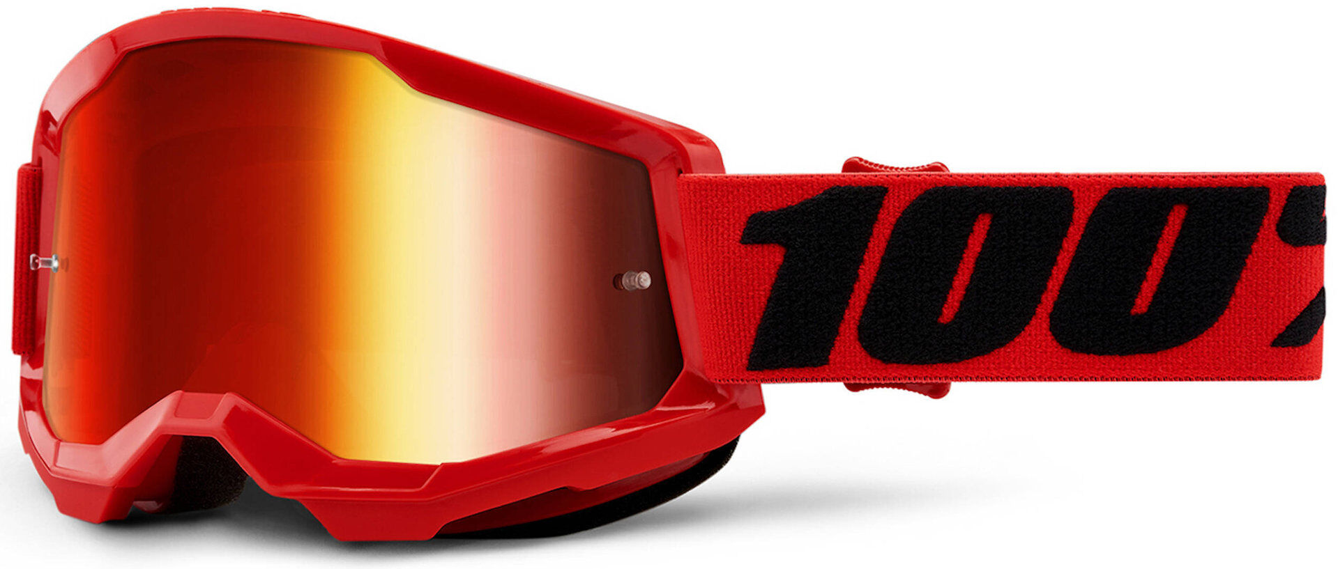 100% Strata 2 Occhiali da motocross Nero Rosso unica taglia