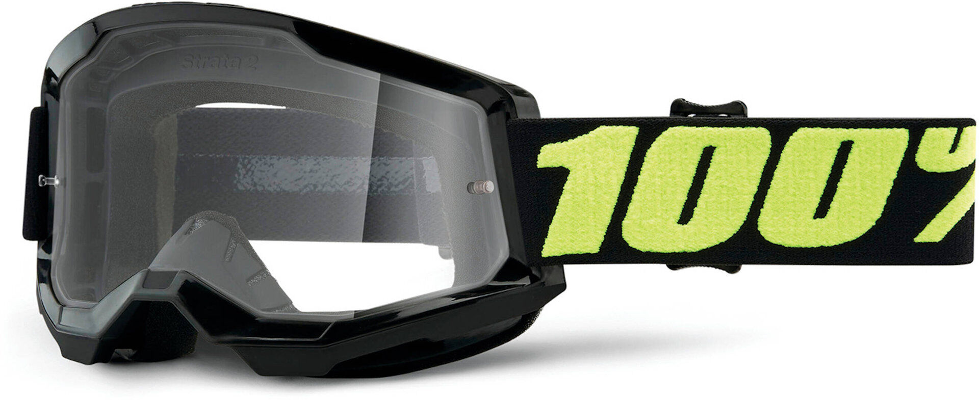 100% Strata 2 Clear Occhiali da motocross Nero Giallo unica taglia