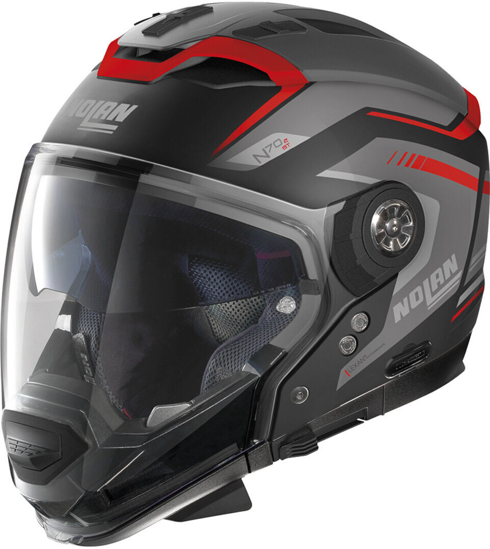 Nolan N70-2 GT Switchback 2023 N-Com Casco Grigio Rosso M