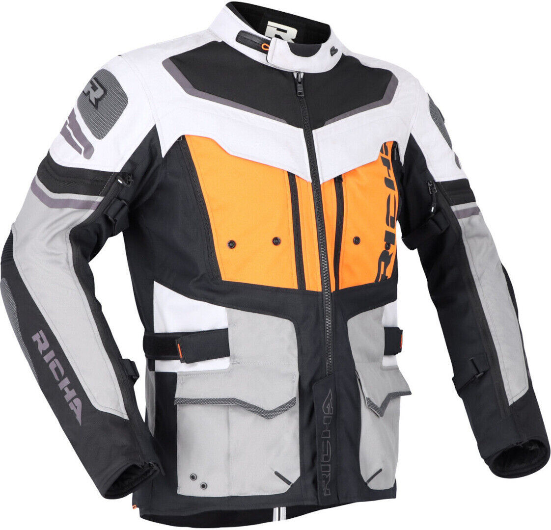 Richa Infinity 2 Adventure impermeabile Moto Tessile Giacca Nero Grigio Arancione 2XL