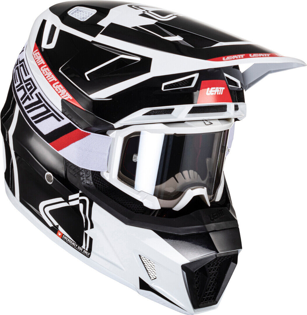 Leatt 7.5 V24 Casco da motocross con occhiali Nero Bianco Rosso M