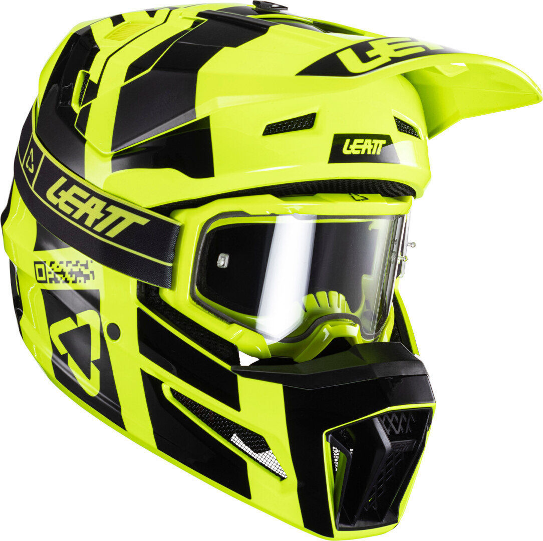 Leatt 3.5 V24 Casco da motocross con occhiali Nero Giallo M